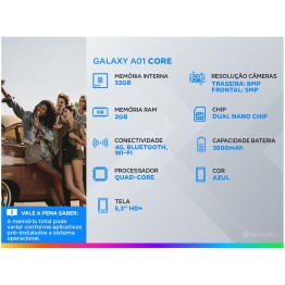 Smartphone Samsung Galaxy A01 Core 32GB Preto 