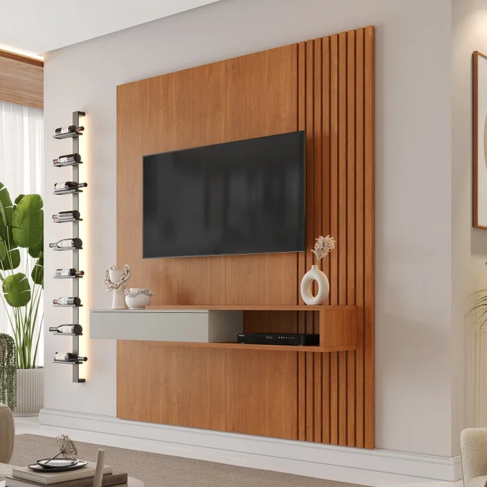 PAINEL IMPETUS C/ NICHO SEM LED NATURALE/OFF WHITE