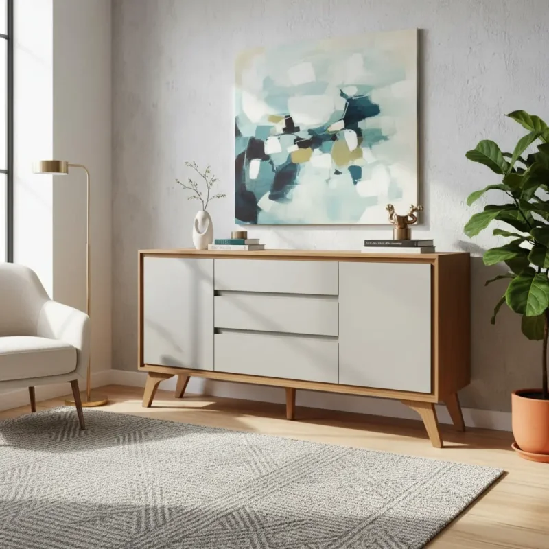 CRISTALEIRA  BUFFET SINUS NATURALE/OFF WHITE