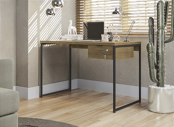 MESA SECRETARIA 1,18MT CANELA/PRETO FOSCO